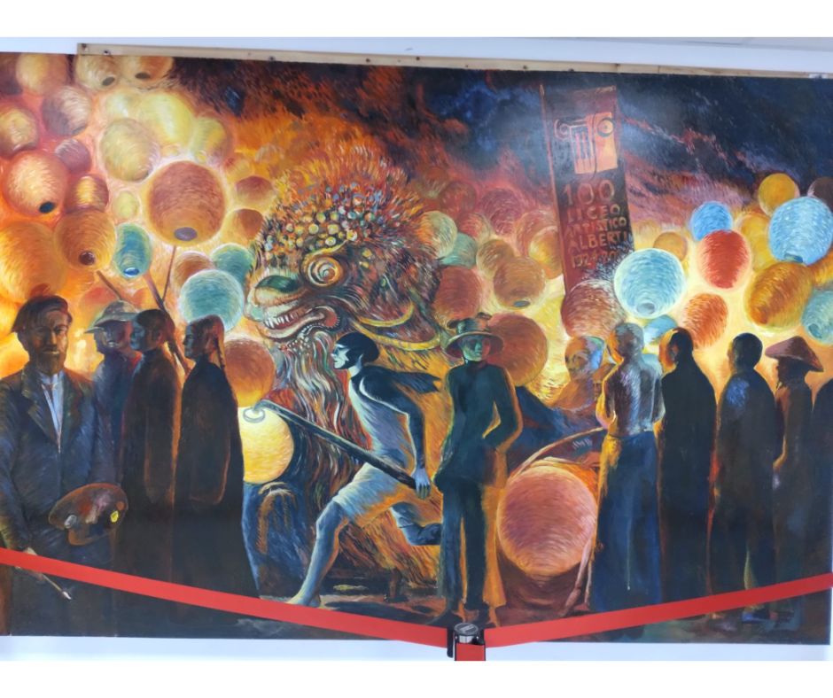 Riproposizione del quadro Festa dell’ultimo dell’anno a Bangkok realizzato dagli studenti della 5E del Liceo artistico Alberti Dante di Firenze